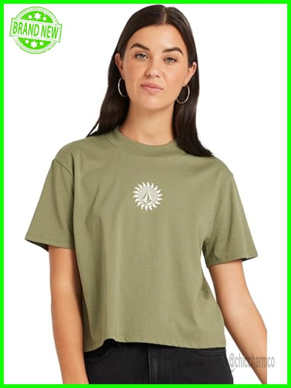 Organic Cotton Crop Tee Relaxed Fit Enzyme Washed Chest Pocket